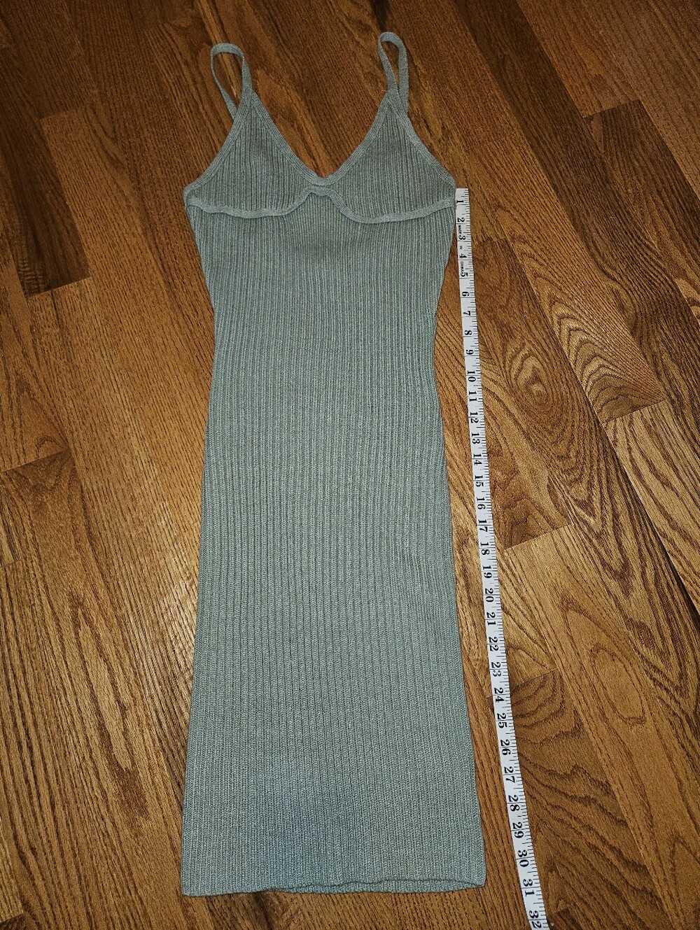 Ribbed Knit Slip Dress - Sage Green